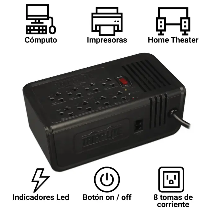 Regulador De Voltaje Tripp-lite 2000VA VR2008R 8 Contactos