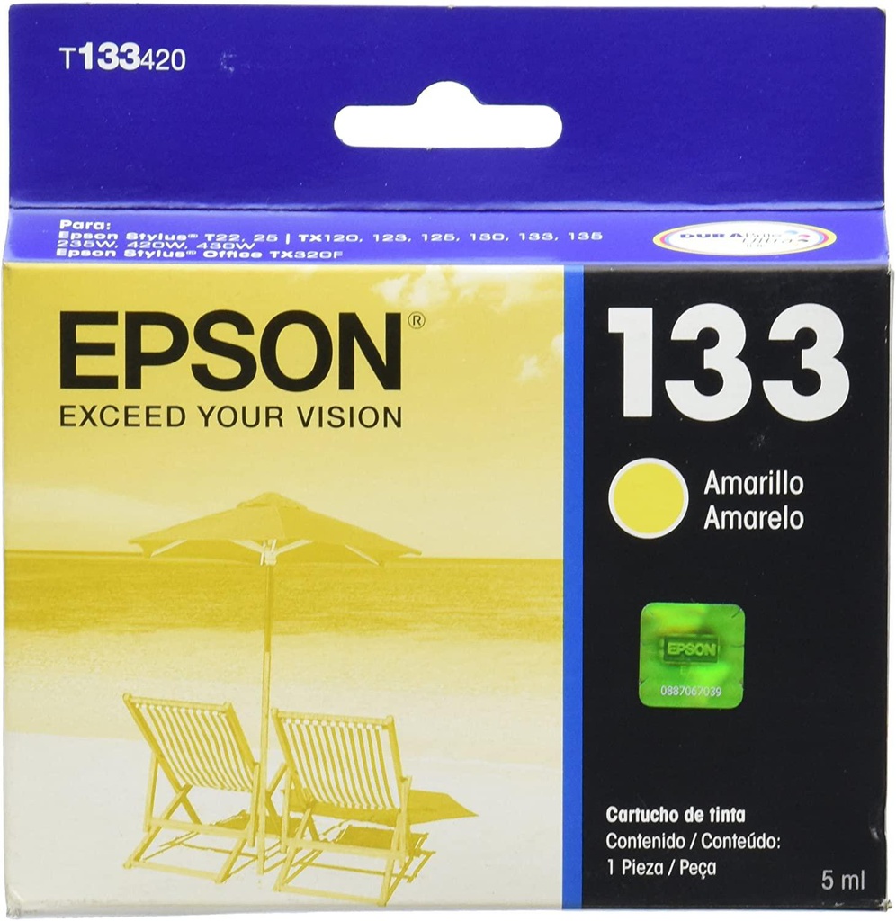 Cartucho De Tinta Epson Color Amarillo / T133420-AL