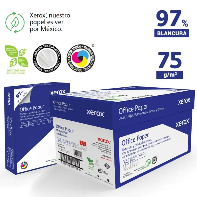 PAPEL BOND BLANCO T/CARTA AZUL CARTA 97% CAJA C/5,000 HOJAS 75G/M2 