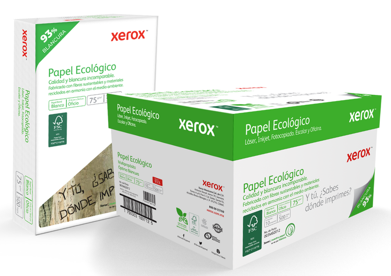 [3M2012 CAJA] Papel Bond Xerox Ecológico Oficio 75 g/m² 93% de Blancura Caja con 10 Paquetes de 500 Hojas c/u