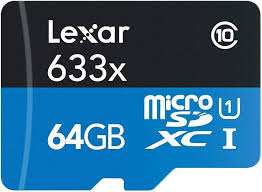 [LSDMI64GBBNL633A] Memoria MicroSDXC Lexar 64GB 633 UHS-I  Clase 10 C/Adaptador / LSDMI64GBBNL633A