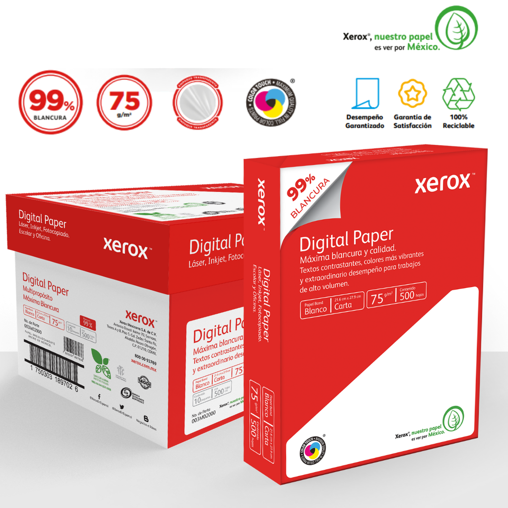 [3M2000 CAJA] Papel Xerox 3M2000, Tamaño Carta, 5,000 Hojas, Blanco